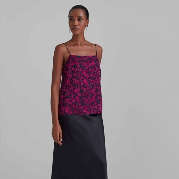 NWT Club Monaco black & purple floral burnout camisole tank top - Picture 2 of 9